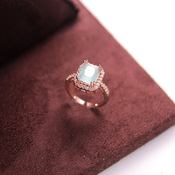 Green Rectangle Diamond Ring