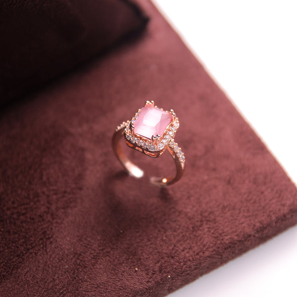 Pink Rectangle Diamond Ring