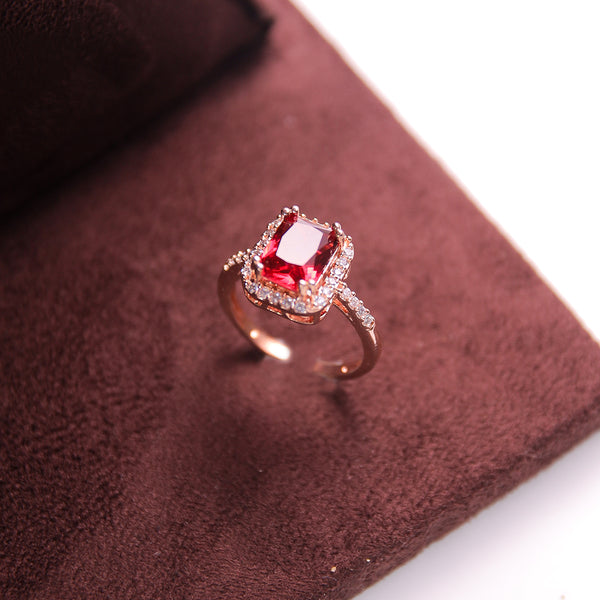 Red Rectangle Diamond Ring